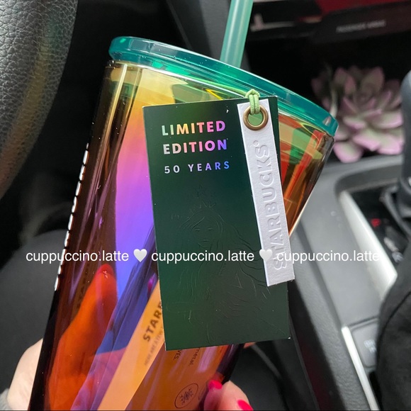 🌈LAST ONE🌈Starbucks Iridescent Oil Slick 50th Anniversary Glass Cold Cup - Picture 10 of 10